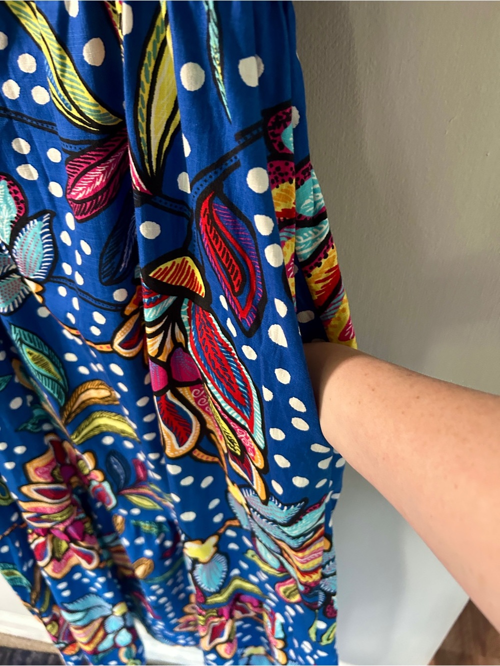 Tabitha Brown Floral Dot Statement Tiered Maxi Dress Whimsy Garden Party Artsy 8 - Picture 9 of 16